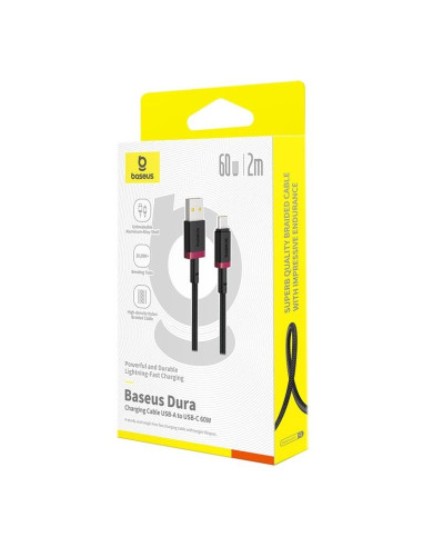 Kabel baseus dura usb-typ c 60w 2m (czerwono-czarny)