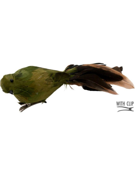 Ptaszek dekoracyjny na klipie bombka zielony