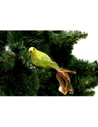 Ptaszek dekoracyjny na klipie bombka zielony