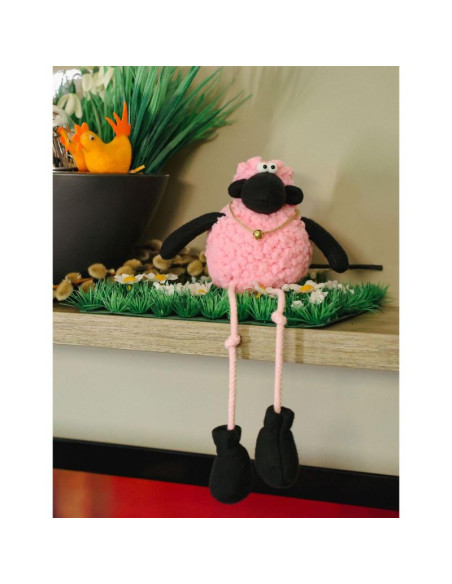 Baranek siedzący różowy 10+25cm dekoracja wiosenna