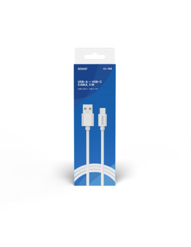 Savio kabel usb-a – usb-c, 3 m, biały, cl-168
