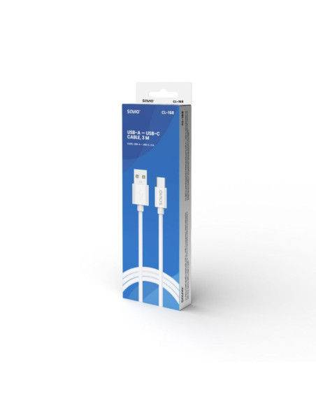 Savio kabel usb-a – usb-c, 3 m, biały, cl-168