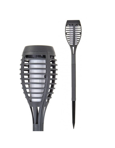 Pochodnia lampa solarna tańczące płomyki 12 led smd 7,5x7,5x46,5cm szara