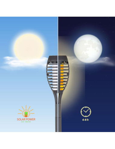 Pochodnia lampa solarna tańczące płomyki 12 led smd 7,5x7,5x46,5cm szara