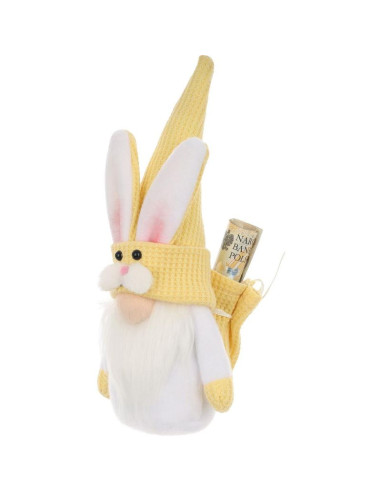 Skrzat zajączek żółty 20cm z workiem na prezent dekoracja wiosenna