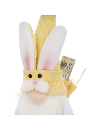 Skrzat zajączek żółty 20cm z workiem na prezent dekoracja wiosenna