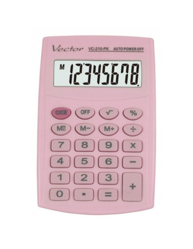 Vector kalkulator kieszonkow kav vc-210 pk, 8- cyfrowy ,64x98,5mm, jasnoróżowy