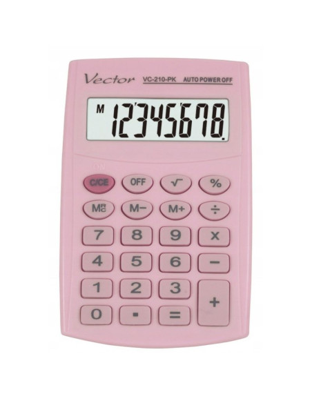 Vector kalkulator kieszonkow kav vc-210 pk, 8- cyfrowy ,64x98,5mm, jasnoróżowy