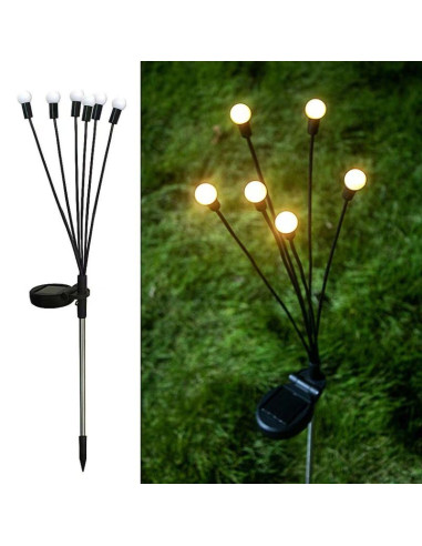 Lampa solarna tańczące na wietrze kuleczki białe 6 led 72cm