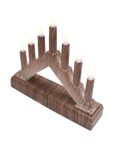 Świecznik adwentowy 15,5x3,2x13,5cm 7 led zasilany na baterie klon
