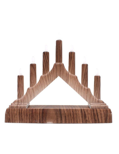 Świecznik adwentowy 15,5x3,2x13,5cm 7 led zasilany na baterie klon