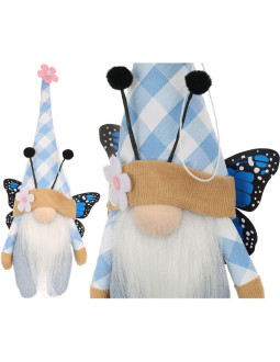 Skrzat gnom motyl niebieski 25cm dekoracja wiosenna