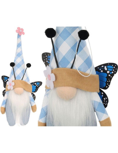 Skrzat gnom motyl niebieski 25cm dekoracja wiosenna
