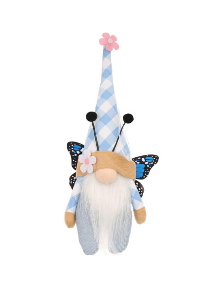 Skrzat gnom motyl niebieski 25cm dekoracja wiosenna