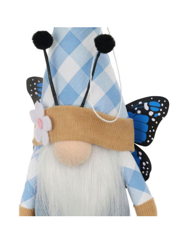 Skrzat gnom motyl niebieski 25cm dekoracja wiosenna