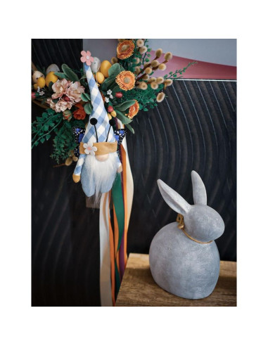 Skrzat gnom motyl niebieski 25cm dekoracja wiosenna