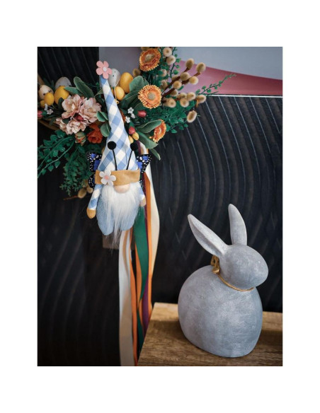 Skrzat gnom motyl niebieski 25cm dekoracja wiosenna