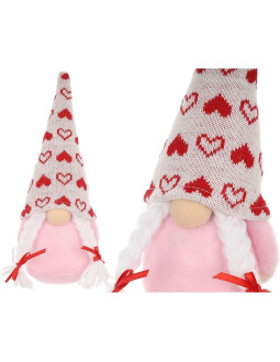 Skrzat gnom 20cm dekoracja walentynkowa girl różowa