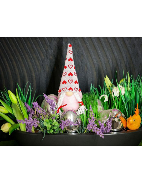 Skrzat gnom 20cm dekoracja walentynkowa girl różowa