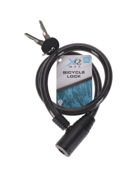 Zapięcie rowerowe xqmax spiralne na klucz 0,8x65cm czarne