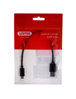 Unitek kabel usb-c - usb-a 3.1,m/m,0,25m, y-c490bk