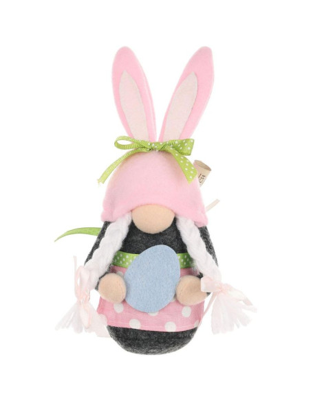 Skrzat gnom zajączek girl 20cm różowy z workiem na prezent dekoracja wiosenna