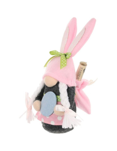 Skrzat gnom zajączek girl 20cm różowy z workiem na prezent dekoracja wiosenna