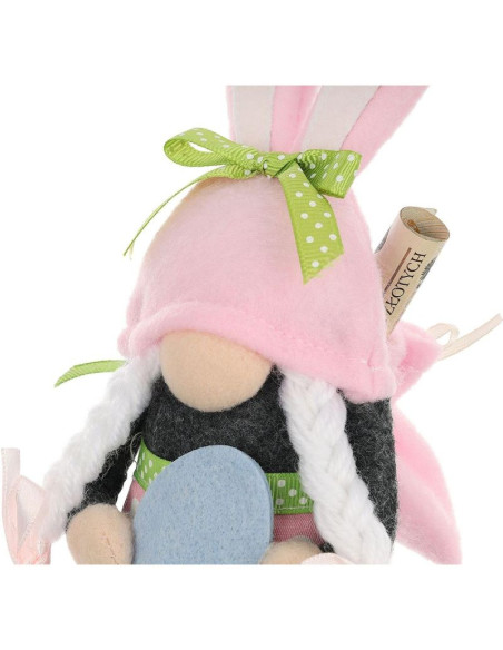 Skrzat gnom zajączek girl 20cm różowy z workiem na prezent dekoracja wiosenna