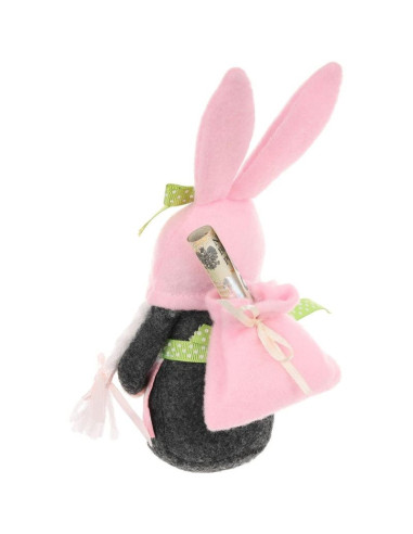 Skrzat gnom zajączek girl 20cm różowy z workiem na prezent dekoracja wiosenna