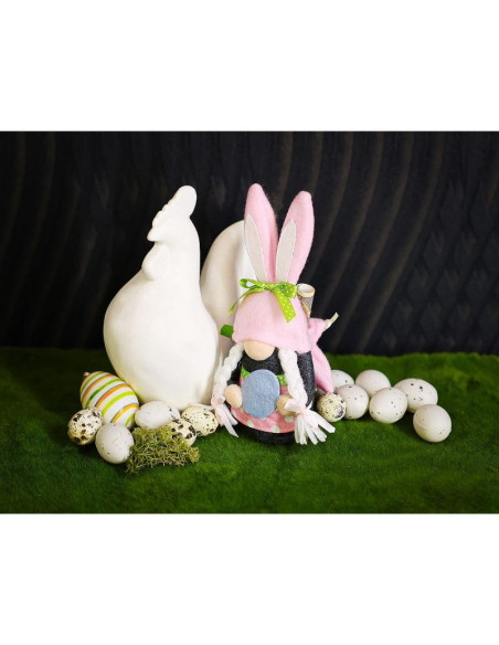 Skrzat gnom zajączek girl 20cm różowy z workiem na prezent dekoracja wiosenna