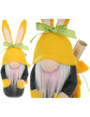 Skrzat gnom zajączek boy 20cm żółty z workiem na prezent dekoracja wiosenna