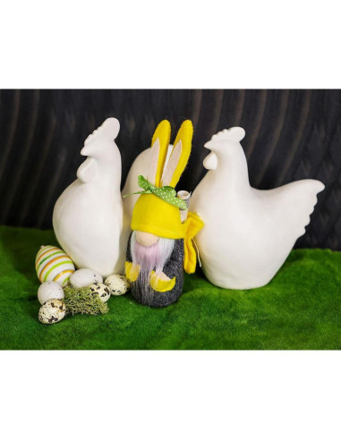 Skrzat gnom zajączek boy 20cm żółty z workiem na prezent dekoracja wiosenna