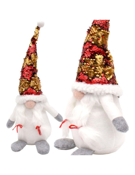 Skrzat gnom dekoracyjny z magicznymi cekinam 35cm biały