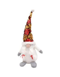 Skrzat gnom dekoracyjny z magicznymi cekinam 35cm biały 2