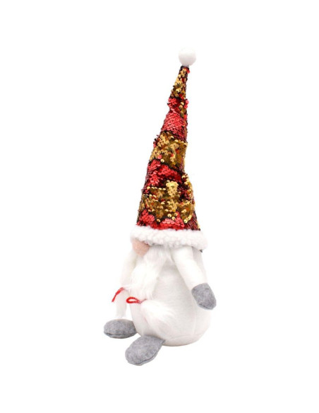 Skrzat gnom dekoracyjny z magicznymi cekinam 35cm biały