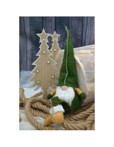 Skrzat krasnal gnom dekoracyjny 30+15cm zielony