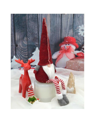 Skrzat krasnal gnom dekoracyjny 30+15cm czerwony