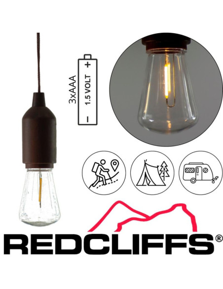 Lampa żarówka kempingowa turystyczna na baterie redcliffs wzór 2