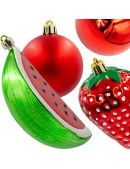 Bombka dekoracyjna plastikowa bezpieczna 7szt truskawka arbuz 2