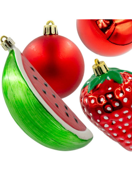 Bombka dekoracyjna plastikowa bezpieczna 7szt truskawka arbuz