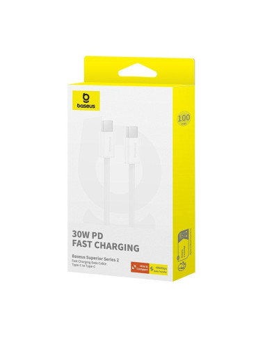 Kabel baseus superior typ c-typ c 30w 1m (biały)