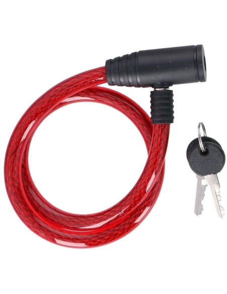 Zapięcie rowerowe dunlop spiralne na klucz 1.2x65cm - czerwone