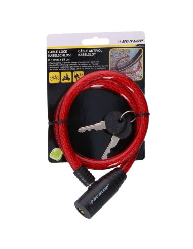 Zapięcie rowerowe dunlop spiralne na klucz 1.2x65cm - czerwone