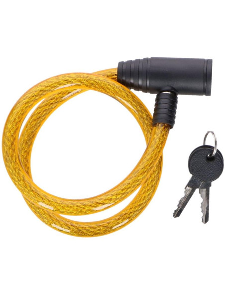 Zapięcie rowerowe dunlop spiralne na klucz 1.2x65cm - żółte