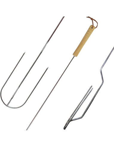 Widelec ogniskowy 100cm z drewnianą rączką