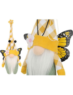 Skrzat gnom motyl żółty 25cm dekoracja wiosenna