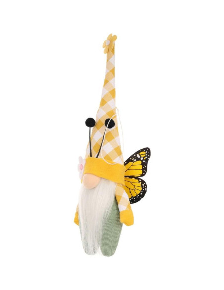 Skrzat gnom motyl żółty 25cm dekoracja wiosenna