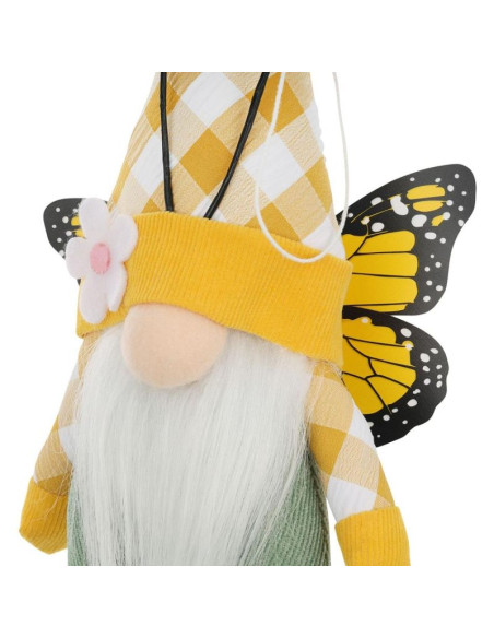 Skrzat gnom motyl żółty 25cm dekoracja wiosenna