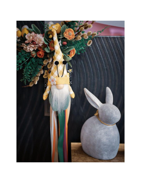 Skrzat gnom motyl żółty 25cm dekoracja wiosenna