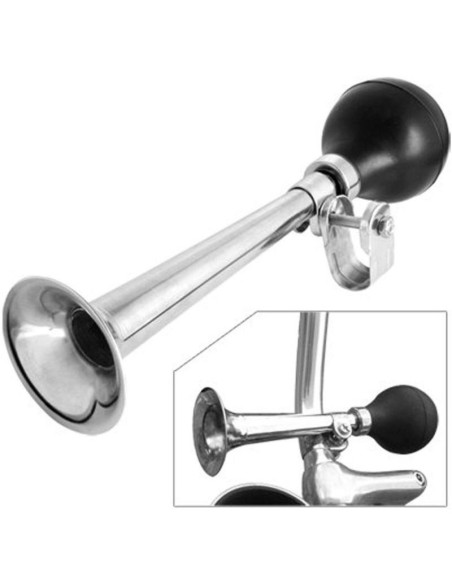 Trąbka klakson rowerowy chrom 21cm dunlop